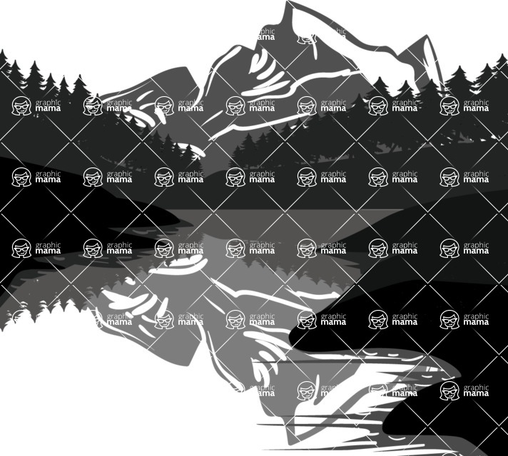 Vector silhouettes - Lake Landscape Silhouette